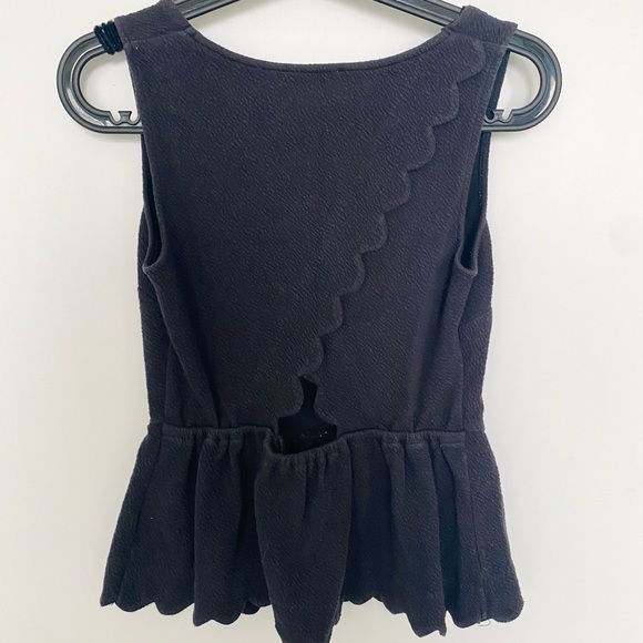 Anthropologie Black Scalloped Cut-out Peplum Tank - Picture 4 of 7